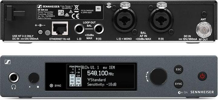 Immagine prodotto Sennheiser Set EW IEM G4-TWIN-A1 per sistemi di monitoraggio wireless 470 - 516 MHz LED (Pellicola di protezione dello schermo)