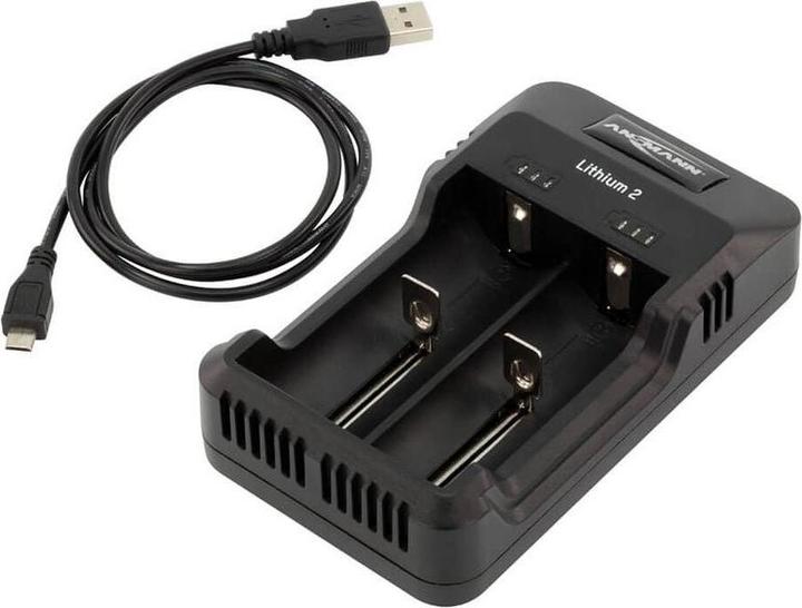 Produktbild Ansmann Ladegerät Lithium 2 für 1-2 Li-Ion Akku 3,6V, 3,7V mit LED-Ladestatusanzeigen, schwarz (1 Stk., Ladegerät ohne Akku)