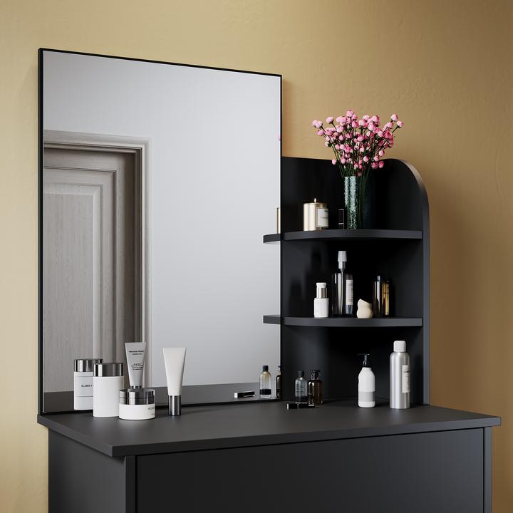 Produktbild SONNI Kleiner Schminktisch mit Licht und Spiegel, Schlafzimmer-Schminktisch mit Schubladen, einstell (70 x 40 x 70 cm)