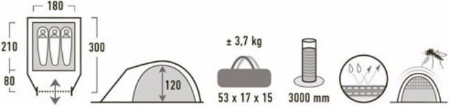 Productafbeelding High Peak Nevada 3.0 (Koepeltent, 3.70 kg, 3 personen)