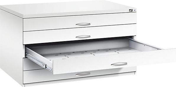 Immagine prodotto C+P Archivio per disegni, UNI A0, 5 cassetti, altezza 760 mm, bianco traffico.