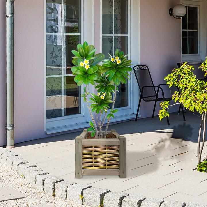 Actual product image Natura Punto Flower Box Rattan and Wood with Feet (40 cm)