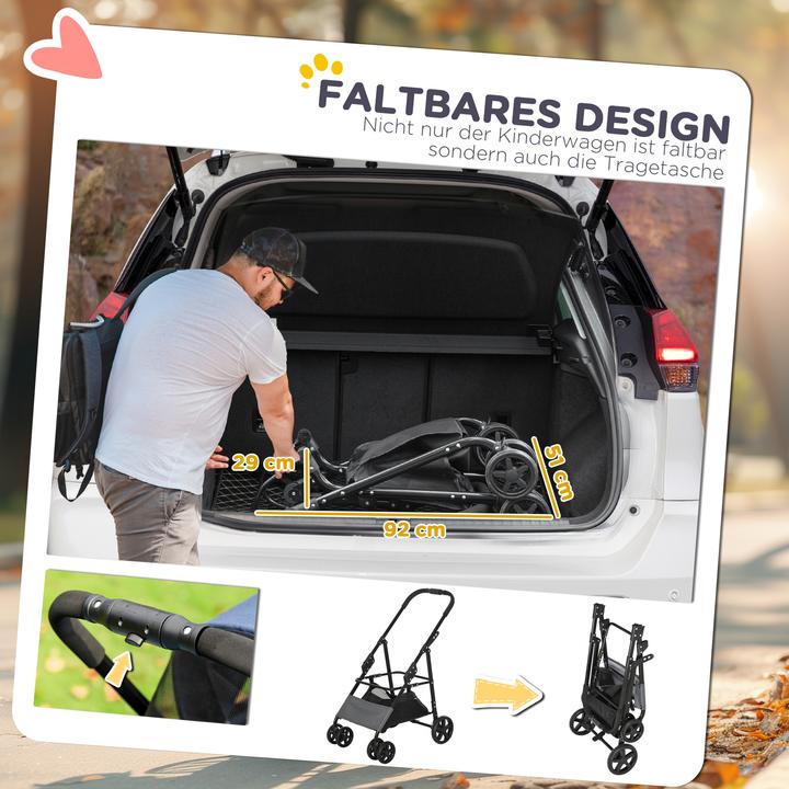 Produktbild PawHut Hunde-Buggy für kleine Hunde (Hund, Faltbar, Reflektoren)
