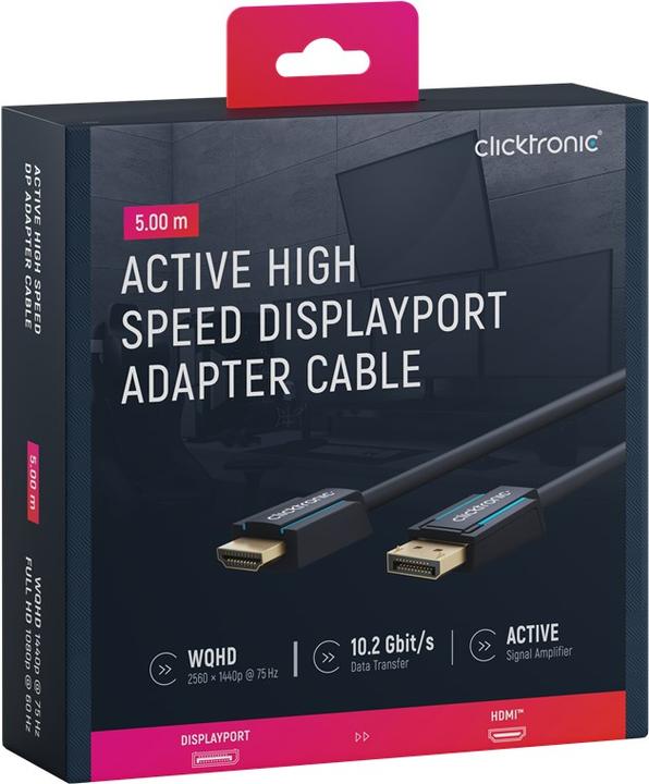 Actual product image clicktronic DisplayPort — HDMI (Typ A) (5 m, DisplayPort, HDMI)
