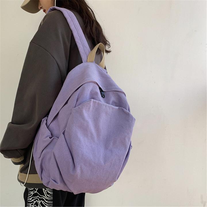 Immagine prodotto Only-Bags.Store Zaino in tela vintage, zaino per la scuola di grande capacità, zaino a tinta unita, zaino per