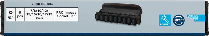 Produktbild Bosch Professional Zubehör PRO Impact Steckschlüsseleinsatz-Set, 3/8", Standard, 9-tlg. (15 mm, 13 mm, 17 mm, 12 mm, 16 mm, 19 mm, 7 mm, 10 mm, 8 mm)