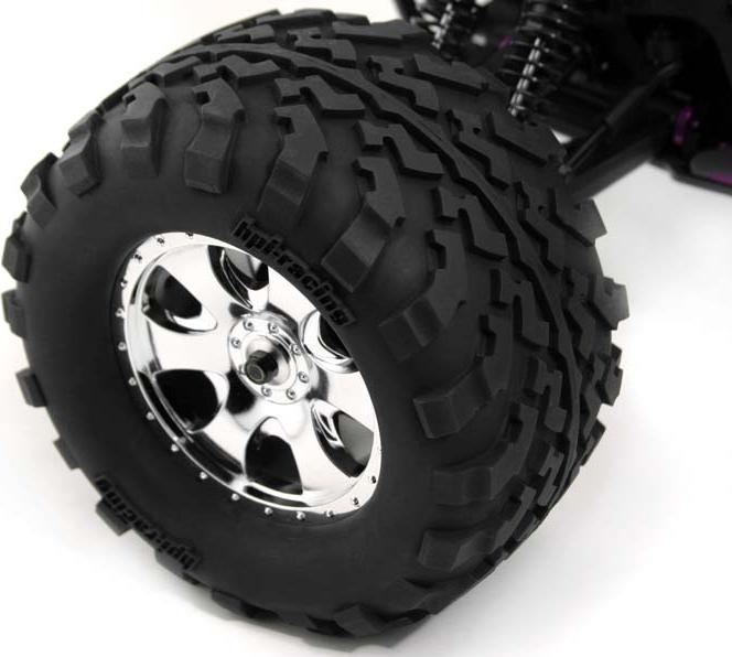 HPI Pneus Gt2 montés sur des jantes Warlock chromées