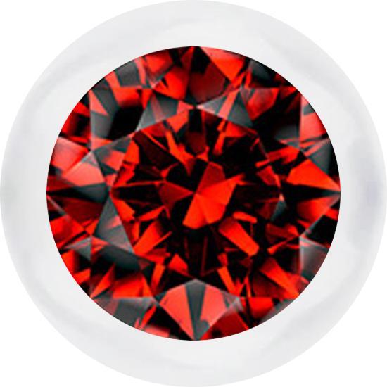 Star Piercing Kugel transparent mit Kristall rot (ohne Messing, Bioflex)