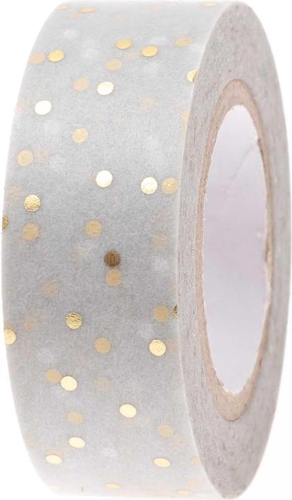 Rico Design Washi Tape Punkte 1.5 cm x 10 m, Gold/Grau