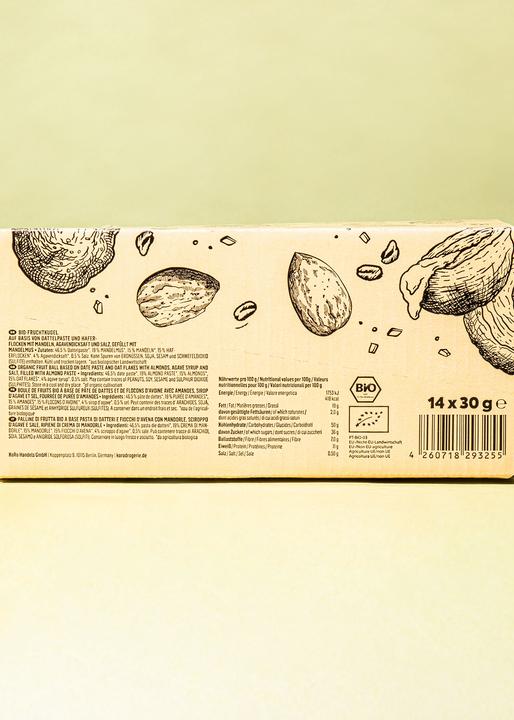 Image du produit KoRo Boule de snack bio à base de dattes, fourrée de flocons d'avoine, de sel et de purée d'amandes (1 pcs, 420 g)