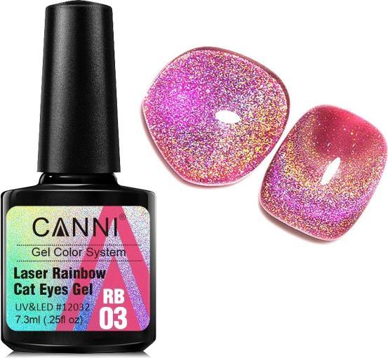 Produktbild Canni Gellack Laser Rainbow Cat Eyes RB03 (Pink Glitzer, Gel-Effekt Nagellack)