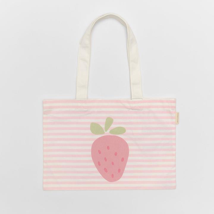Sunnylife Kidner Canvas Strandtasche Erdbeere Pink Stripe