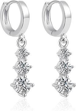 Agato - Silver hoop earrings with clear zircons AGT-E069KW