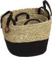 Image du produit IKO Paniers de rangement noir/naturel lot de 3, h=18,5 (3 x)