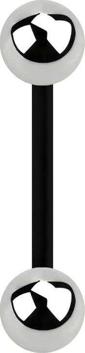 Star Piercing Micro Banane schwarz mit zwei Kugeln silber (ohne Messing, Bioflex, Chirurgenstahl 316L)