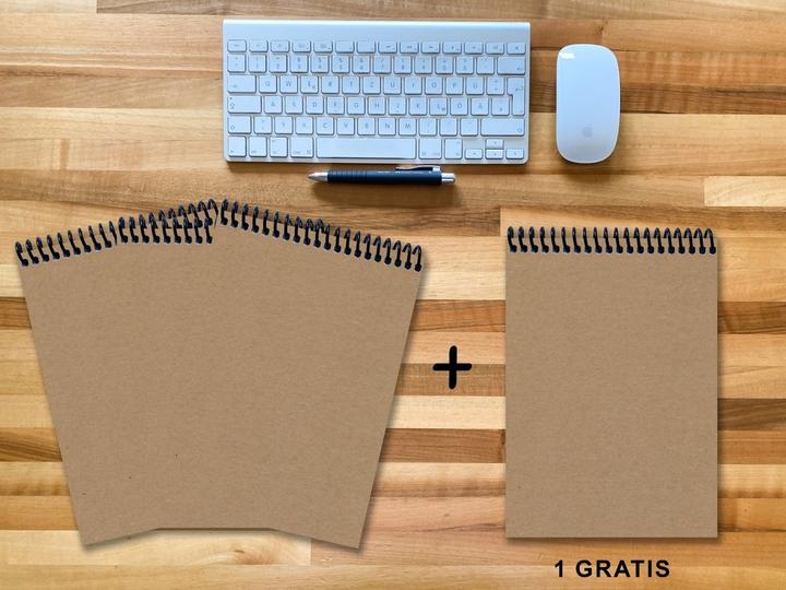 Actual product image A 4 notepad - set, 3+1 free, Luxury 80 pages MUSKAT Designerecycling, squared 5x5mm (A4, Checked)