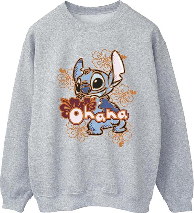 Actual product image Disney Womens/Ladies Lilo And Stitch Ohana Orange Hibiscus Sweatshirt (L)