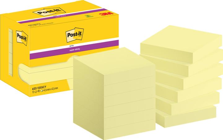 Immagine prodotto Post-it Super Sticky Sticky Notes extra strong 62212SY giallo 12 blocchetti (47,6 x 47,6 mm)