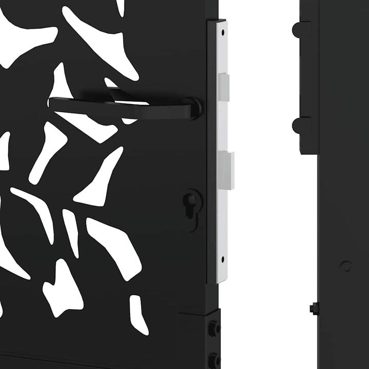 Produktbild VidaXL Gartentor Schwarz 105x180 cm Stahl Blatt-Design Zauntor Outdoor Tor