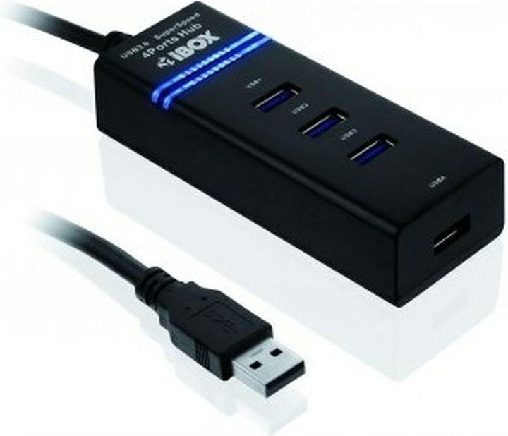 Produktbild iBox IUH3FB Schnittstellen-Hub 5000 Mbit/s Schwarz (USB-C, 4 Ports)