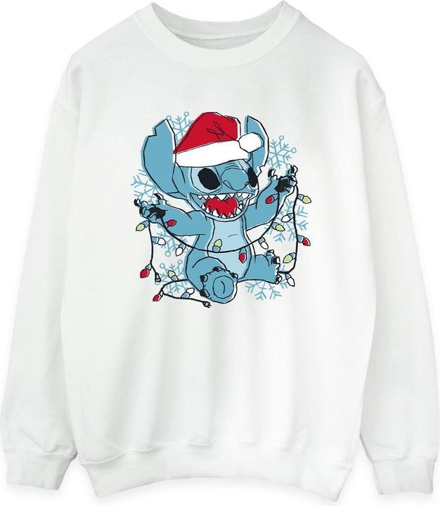 Actual product image Disney Womens/Ladies Lilo And Stitch Christmas Lights Sketch Sweatshirt (S)