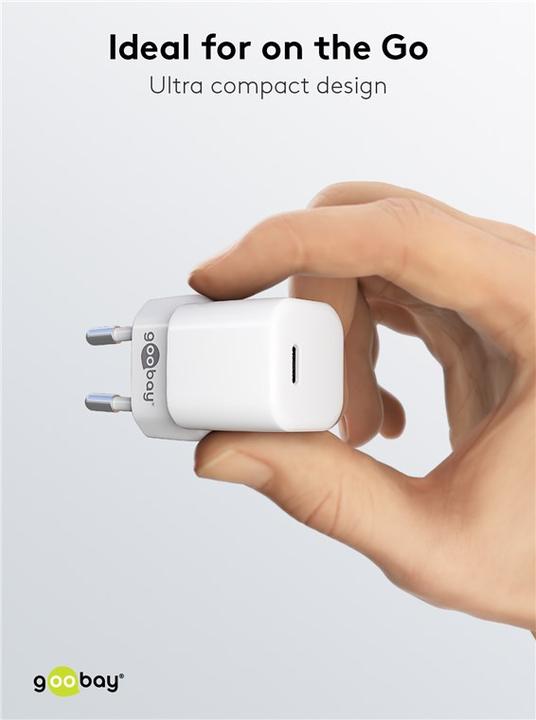 Actual product image Goobay USB C Nano Quick Charger with GaN technology (30 W)