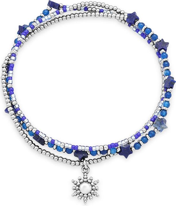Actual product image Leyda Bracelet gemstone with fine stainless steel (50 cm, Stone, Stainless steel, Miyuki pearls)