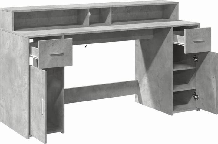 Image du produit VidaXL Bureau à LED Table d'ordinateur Table de travail PC Table de bureau gris béton (160 x 55 x 91 cm)