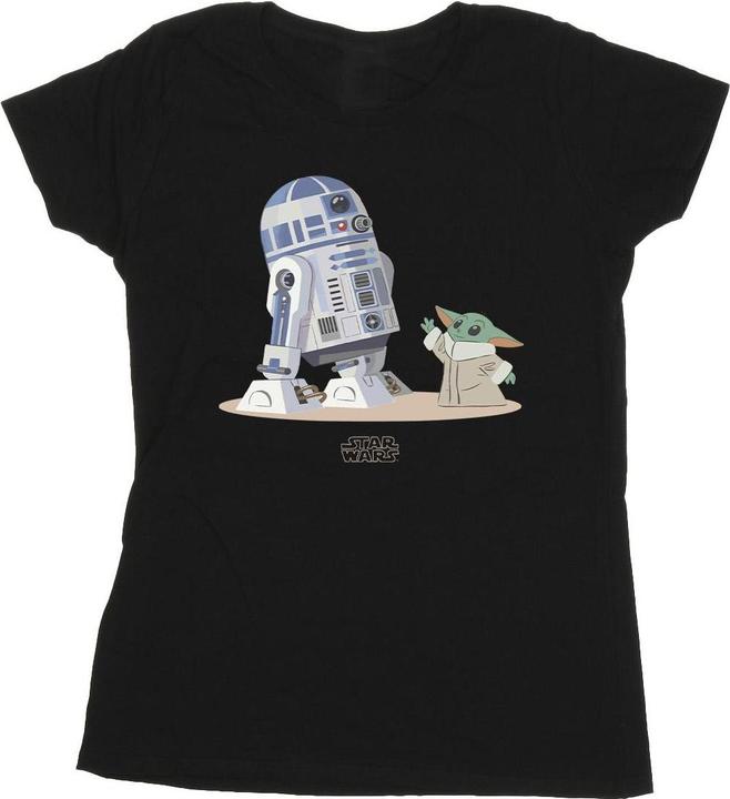 Actual product image Star Wars Womens/Ladies The Mandalorian R2D2 And Grogu Cotton T-Shirt (S)