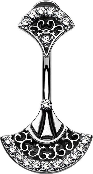 Star Piercing Banane silber doppelter Tribal Fächer (Chirurgenstahl 316L, Messing)