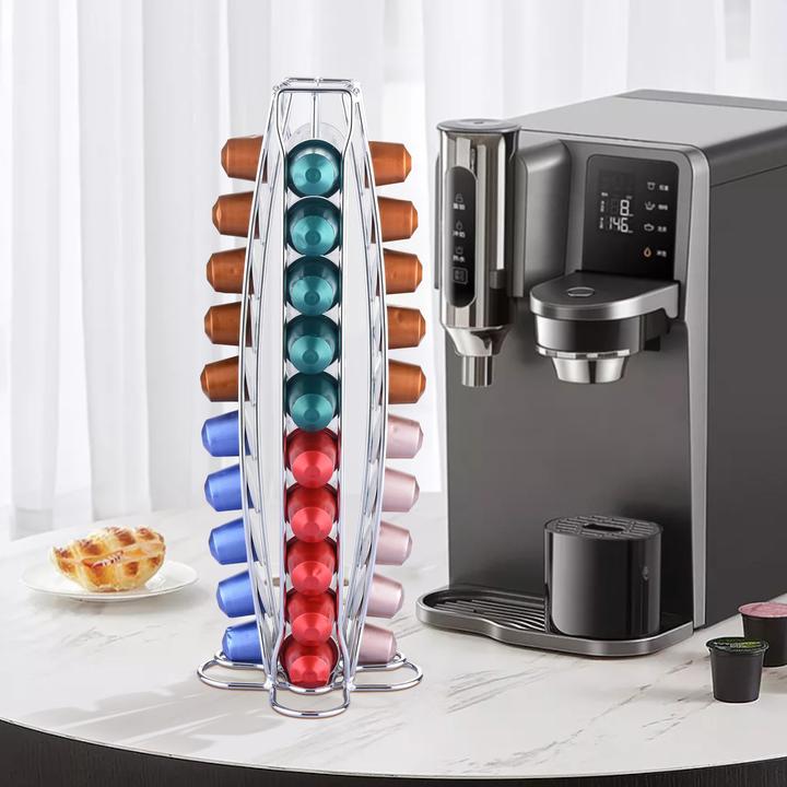 Actual product image Cheffinger Dispenser for 40 Nespresso capsules Slim metal tower
