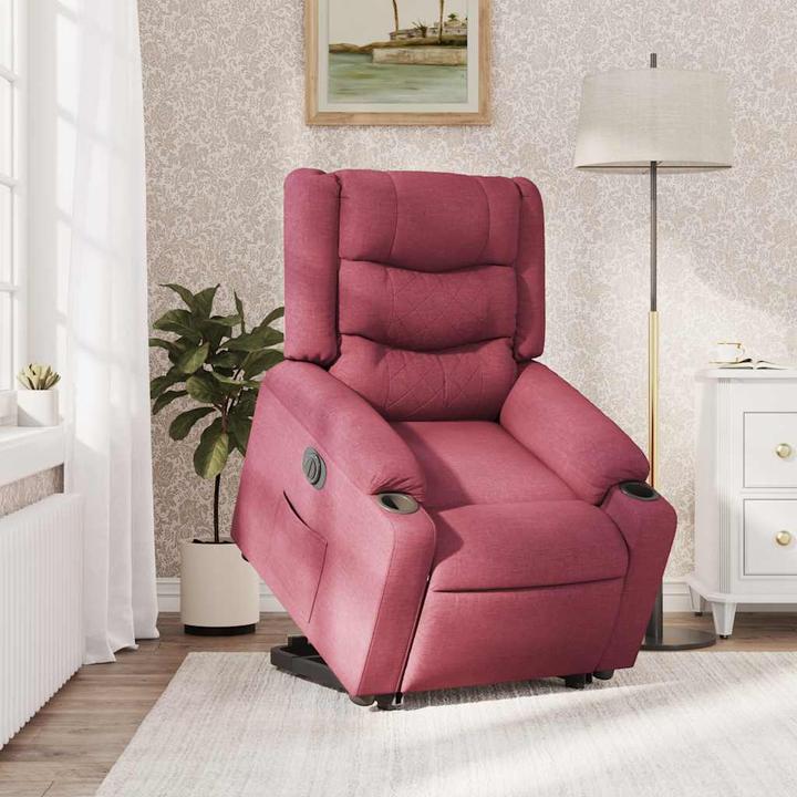 Produktbild VidaXL Elektrischer Massagesessel mit Aufstehhilfe Weinrot Stoff