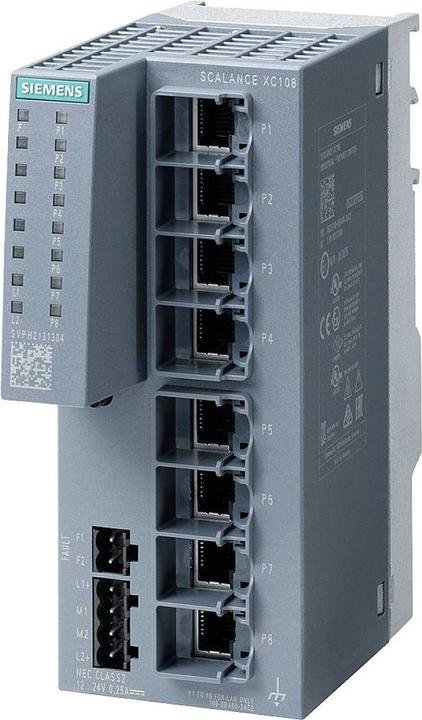 Image du produit Siemens SIEM 6GK5108-0BA00-2AC2 SCALANCE XC108, 8x ports RJ45 10/100MBit/s (8 Ports)