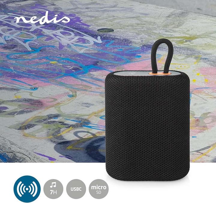 Actual product image Nedis Bluetooth Speaker, 7W - Black (7 h, Rechargeable battery operated)