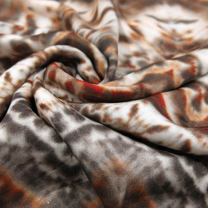Stoffrestposten Viskose Satin - Batik Inkamuster Braun