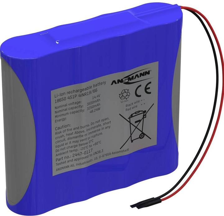 Immagine prodotto Ansmann Batteria 4S1P 4x 18650 cavo Li-Ion 14,4 V 3350 mAh (14.40 V, 3350 mAh)