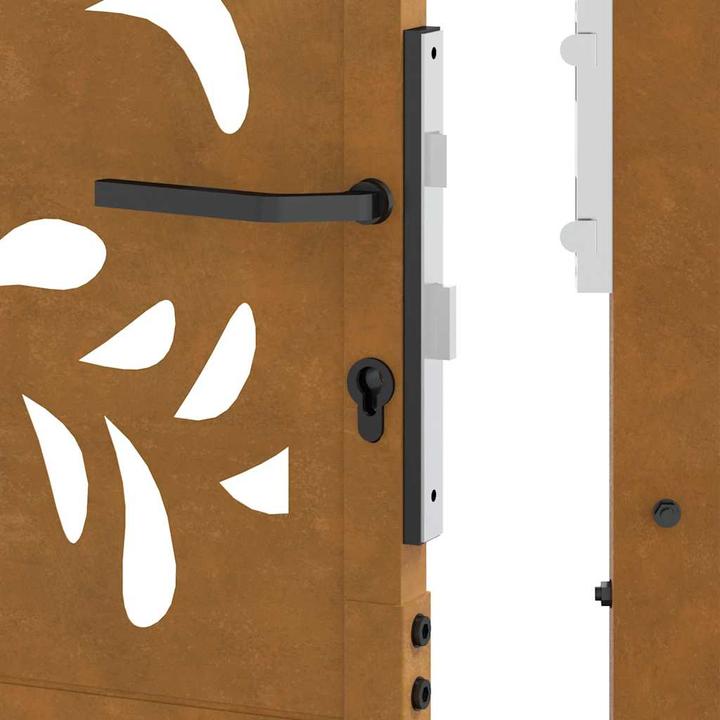 Actual product image VidaXL Garden gate 105x205 cm Weatherproof steel wave design fence gate