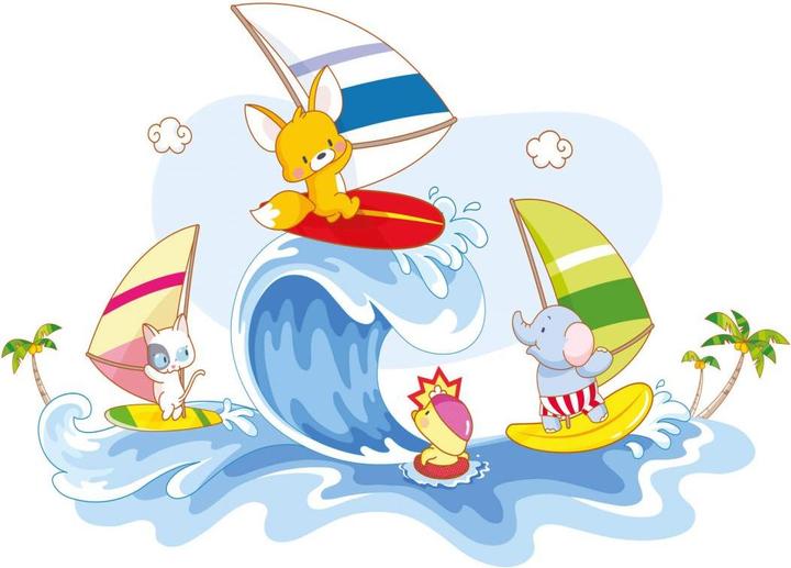 Actual product image Trenddeko The four animal friends - water games (100 x 72 cm)