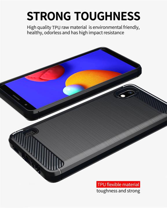 Produktbild Cadorabo TPU Ultra Slim carbon edelstahl Kombi Cover (Samsung Galaxy A10, HTC One M10)