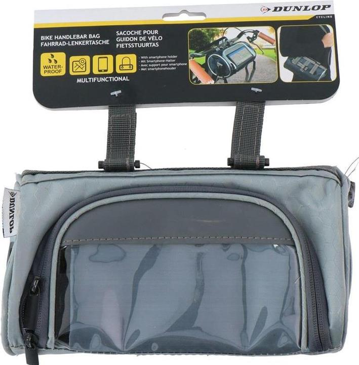 Produktbild Dunlop - Fahrradlenkertasche/Gepäcktasche mit Smartphonetasche (grau) (1.20 l, Lenkertasche)