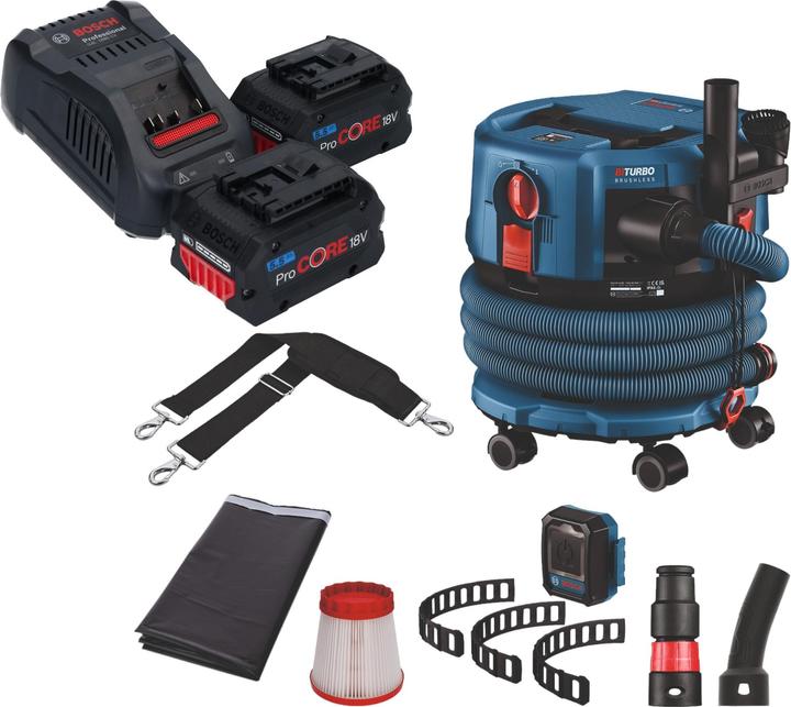 Bosch Professional Bosch GAS 18V-12 MC Professional Akku Staubsauger BITURBO Brushless + 2x ProCore Akku 5,5 Ah + (Nass-Trockensauger)