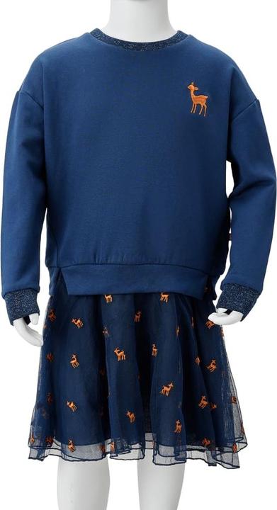 Produktbild VidaXL Kinderkleid mit Langen Ärmeln Marineblau 92,Material: 95 (92)