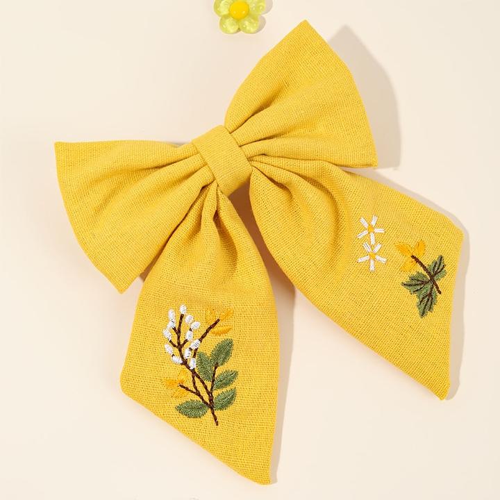 Activity Board 1pc niedliche Blume Stickerei Schleife Haarspange, gemischte Farbe, Polyester, Mode (1 Stk.)