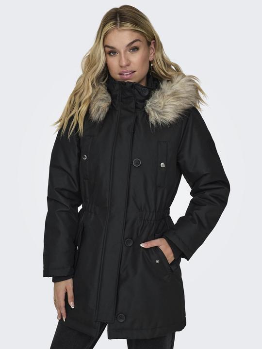Produktbild Only Kapuze mit abnehmbarem Kunstfell-Rand Gerippte Ärmelbündchen Parka Langer Parka (XXL)