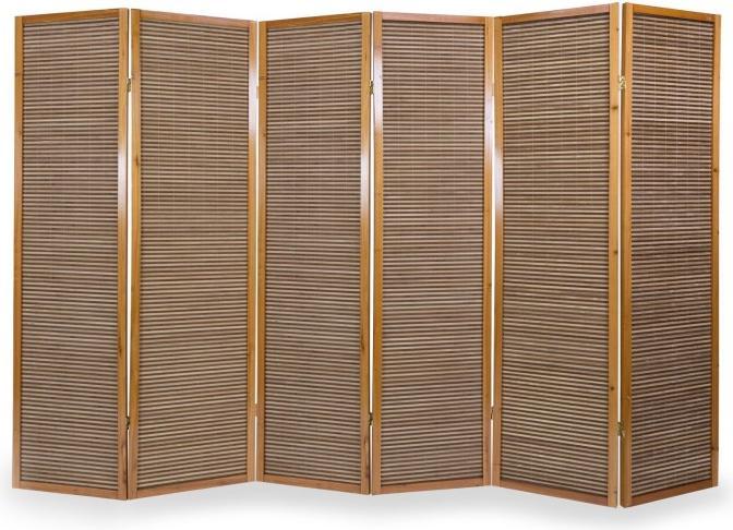 Actual product image Homestyle4u 6-panel wooden screen bamboo brown