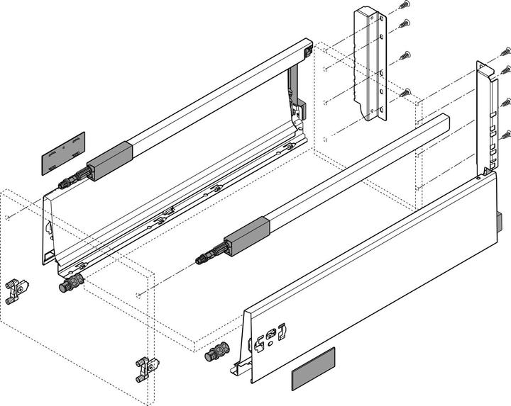 Produktbild Vasalat BLUM Schubladenschienen TANDEM-Höhe 115 m. Reling 227mm 20kg, NL270 weiss KB600mm