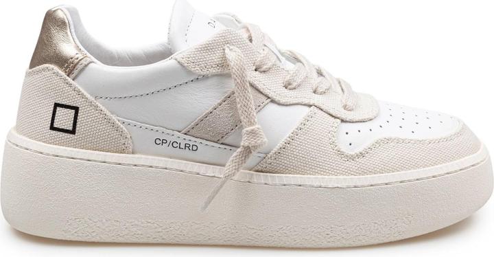 Produktbild D.a.t.e. D.a.t.e sneakers court platform in leather and fabric color white and beige (38)