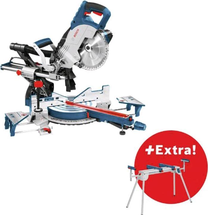 Produktbild Bosch Professional Paneelsäge GCM 8 SJL und Arbeitstisch GTA 2600 im Karton