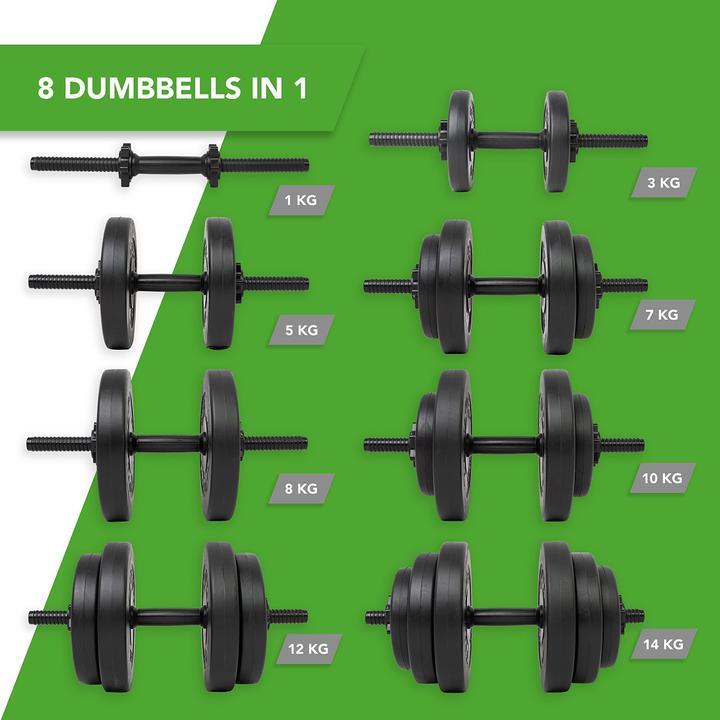 Produktbild Tunturi Vinyl Kurzhantelset (4 x 3.5 kg, 4 x 2 kg, 4 x 1 kg)