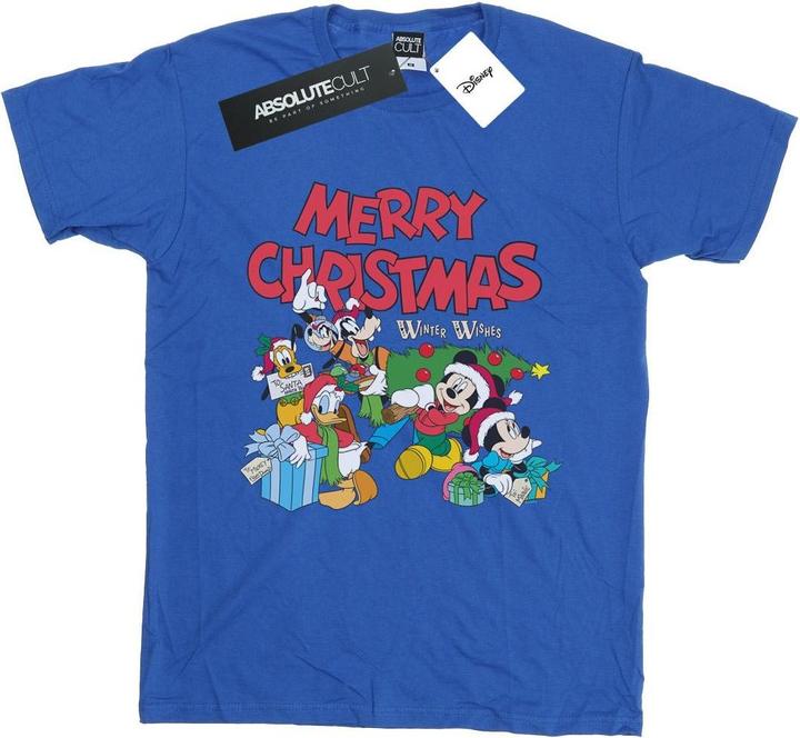 Actual product image Disney Womens/Ladies Mickey And Friends Winter Wishes Cotton Boyfriend T-Shirt (XXL)